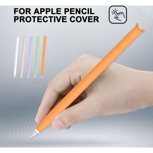 For Apple Pencil 1st Generation Cute Cat Ear Anti-scroll Soft Silicone Protective Sleeve Pouch Case Skin Cap Cover Proficient