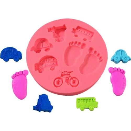 Real Fondant Cake Decorating Tools Diy Cake Mold Fondant Footprints Transport Environmental Liquid Food-grade Baking Tools E674