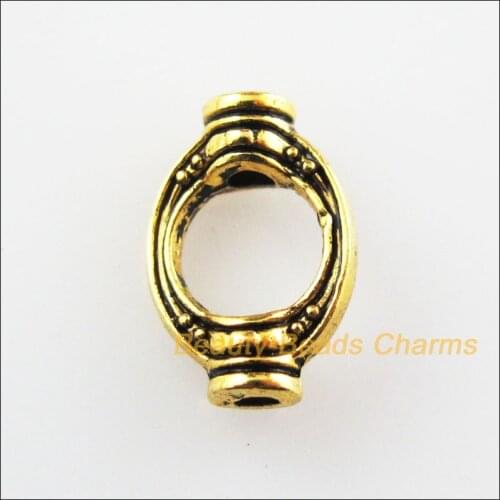 New 60Pcs Antiqued Gold Color Oval Beads Frame Spacer Beads Charms 8x11.5mm