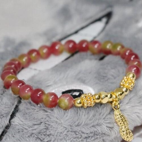 New arrival 6mm natural jades mix-color stone chalcedony round beads jewelry making bracelet peanut accessories 7.5inch B1913