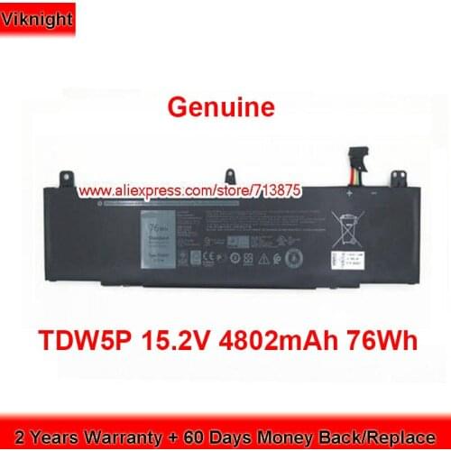 Genuine TDW5P Battery 0V9XD7 for Dell Alienware 13 R3 ALW13CR-2838 ALW13C-D2508 15.2V 4802mAh 76Wh