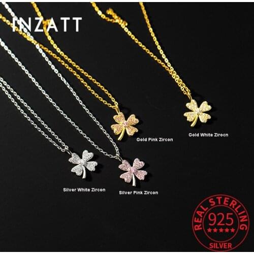INZATT Real 925 Sterling Silver Zircon Plant Pendant Choker Necklace For Fashion Women Bohemian Fine Jewelry Drop Shipping