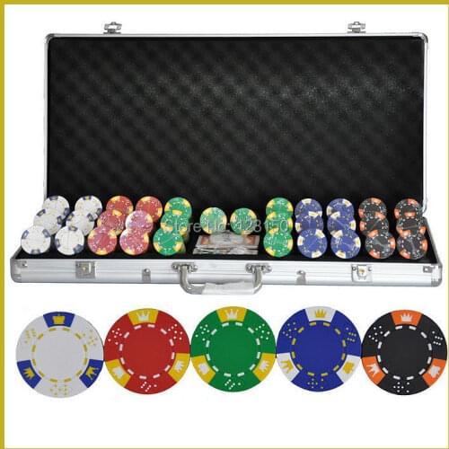 PK-5001 750pcs chips with case, Clay 14g Poker Chips insert metal, five colors