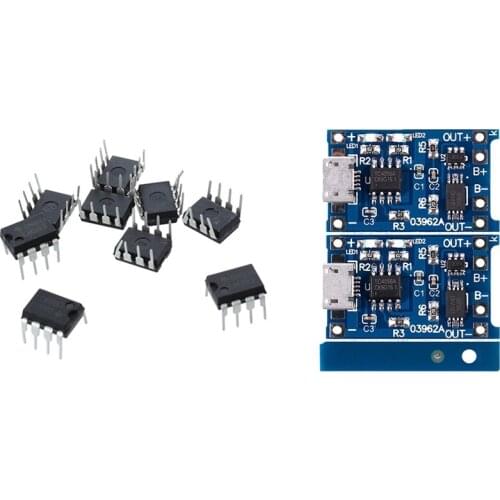 10 Pcs LM393N LM393 DIP-8 Low Power Dual Voltage Comparator & 2Pcs 5V Micro-USB 1A 18650 Lithium Battery Charging Board