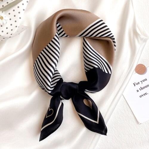 100% Real Silk Scarf Women Luxury Brand Print Small Scarves for Hair Neck Cover Foulard Female Kerchief Bandana 2021 New