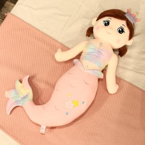 60cm Lovely Sleeping Girl Plush Mermaid Toy Fish Animal Pillow Kids Doll Baby Sleep Partner Girls Birthday Christmas Gift