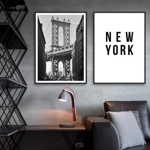 Nordic Poster New York City Black and White Brooklyn Canvas Paintings Wall Art Decoration Pictures Posters and Prints Home Decor