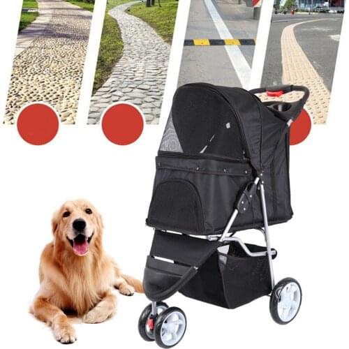 Yonntech Pet Dog Puppy Cat Travel Stroller Pushchair Jogger Buggy Swivel 3 Wheels