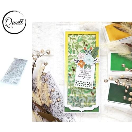 QWELL 4*12 inch Clear Silicone Stamps Lush Leaves Best Wishes Words DIY Scrapbooking Craft Paper Cards Album 2021 New