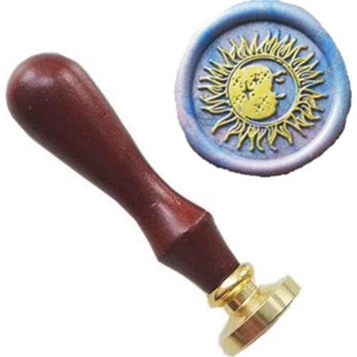 Sun moon and star Wax Seal Stamp seal stamps Retro Wood Stamp Sealing Wax Seal Stamp Wedding Decorative sealing Stamp wax seal