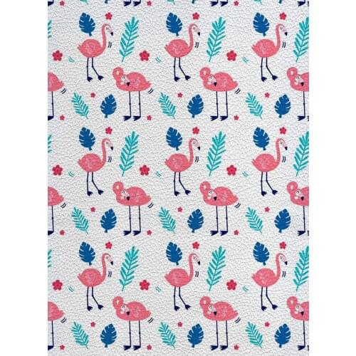 Flamingo Pattern Litchi Pattern Printed Synthetic Leather Fabric Diy Earrings and Bow 22X30cm A4