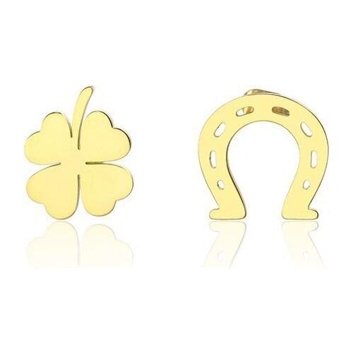 RIR Simple Exquisite Four Leaf Clover Good Luck Earrings Clover Flower Earrings Jewelry Arched Hollow Earrings