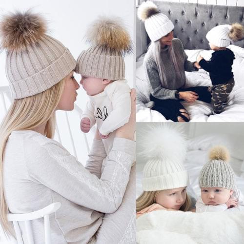 Family Matching Hat New Winter Warm Lovely Baby Kids Girls Boys Toddler Knitted Crochet Beanie Hat