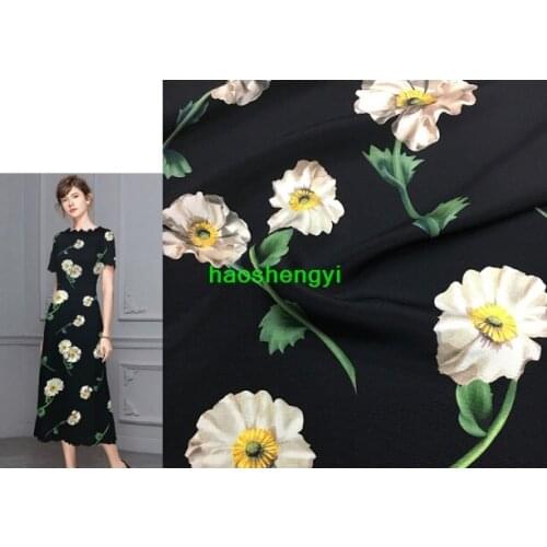 New product stretch matte black bottom elegant printing mulberry silk skirt fabric