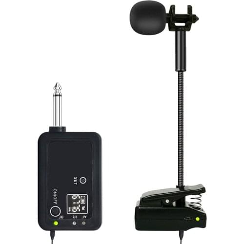 UHF Wireless Instruments Microphone Saxophone MicTransmitter Receiver Set Plug & Play Pick Up for Trumpet Trumbone Guitar Bass