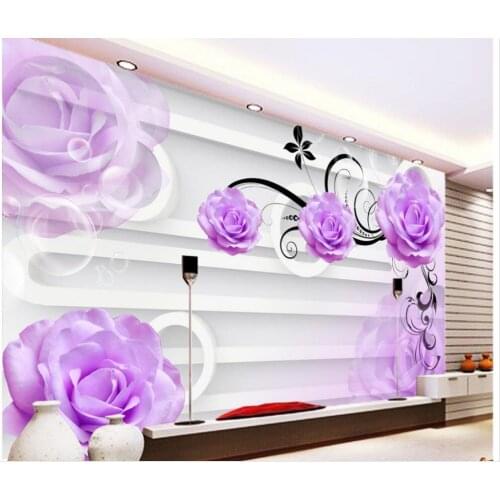 Home Decoration 3d wallpaper for room Purple roses TV backdrop wall mural photo wallpaper