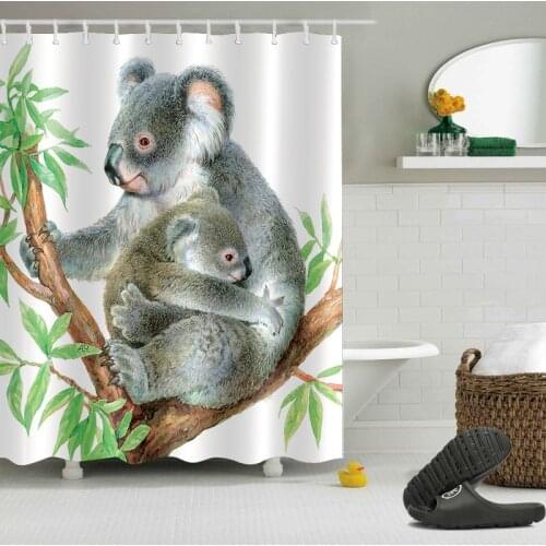72'' Australia Famous Koala bear Waterproof Bathroom Shower Curtain Liner Polyester Fabric Bathroom Curtain & 12 Hooks