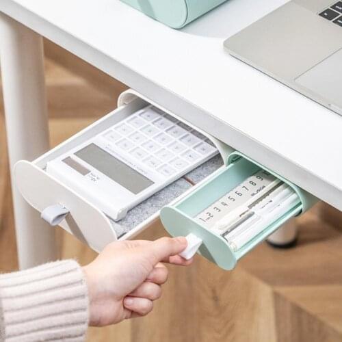 Drawer Storage Box Self Stick Pencil Tray Stand For Pens Under Desk Storage Drawer Hidden Table Drawer Box Home Organizer Box
