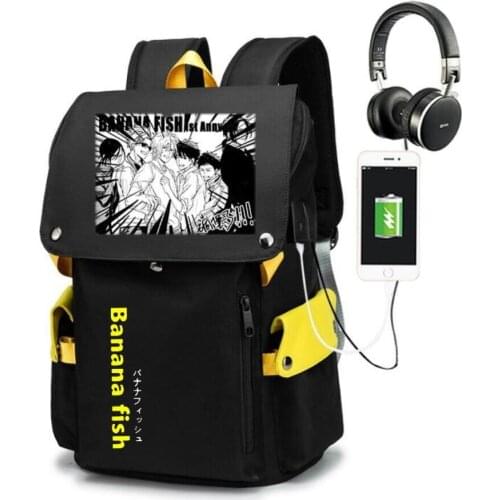 USB Charging backpack BANANA FISH School Bags Girls Large high quality Ash Lynx Travel bag man shoulder bag Laptop Bagpack Boys