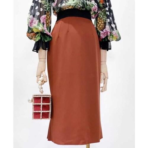 Fall For Women Midi Chiffon Lace High-waist Elastic Three-Color Wrap Skirt Mid-Calf Classic Elegant Skirts