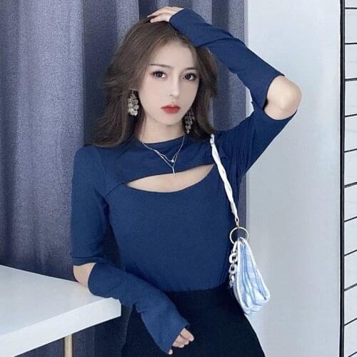 Woman Tshirts Collar Womens Long Sleeve Autumn Winter T-shirt. Tops Mujer Camisetas