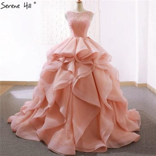 Sleeveless Sexy Bean Red Vintage Wedding Dresses 2019 Beading Ruched Lace Up Bridal Wedding Gowns Serene Hill CHM66720