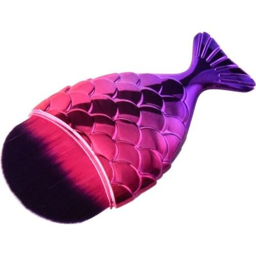 1pc Mermaid Shape Makeup Brush Powder Blusher Foundation Cosmetic Fish Brushes Fishtail Bottom Face Contour Make-up Beauty Tools
