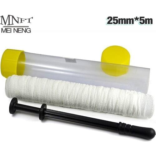1Piece Carp Fishing Baiting PVA Mesh 25mm*5m With Loading Plastic Tube&Plunger Stick PVA Mesh Baiting System Carping Feeder