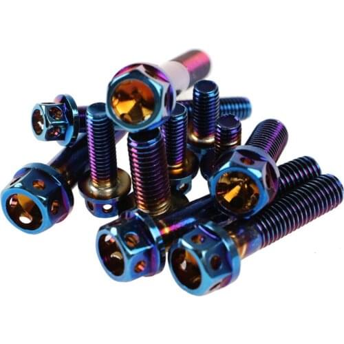 1PC 304 stainless steel Screw M6 M8 electroplating color outer hexagon screw big hollow flange head electric car motorcycle