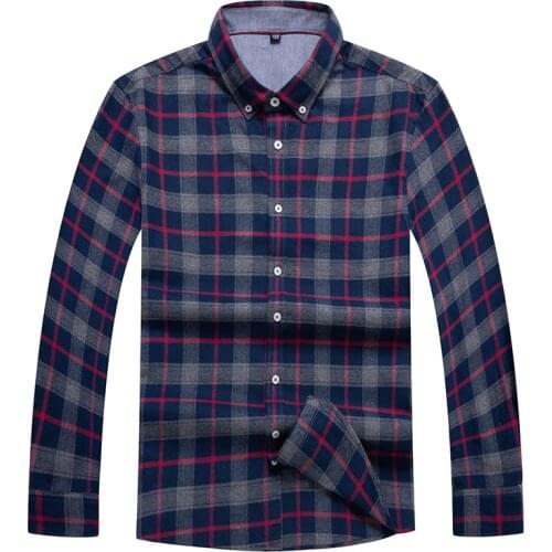 10xl 8xl 6xl 5xl New Arrival Long Sleeve Men Shirts Cotton Formal Dress Shirt Male Fashion Loose Fit plaid Casual Shirt Men
