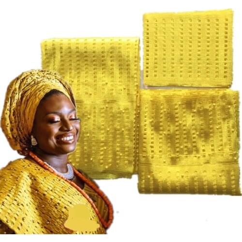 2019 African Wholesales Aso Oke Gele Nigeria Headtie With Beads Royal Blue Color Real Product Photo Asooke For Lady 40