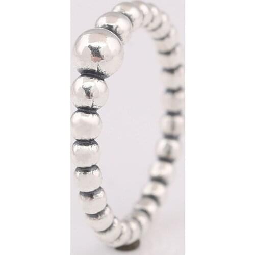 2020 Original 925 Sterling Silver Rings For Women Wedding Stackable Round Ball Beaded Finger Rings Female Authentic Jewelry