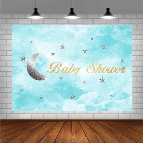Avezano Photography Backgrounds Newborn Baby Shower Blue Banner Stars Moon Backdrops For Photo Studio Photocall Photozone Decor