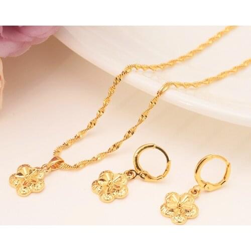 Bangrui Fashion Necklace Earring Set Women Party Gift Gold Color flower Necklace Earrings Jewelry Sets