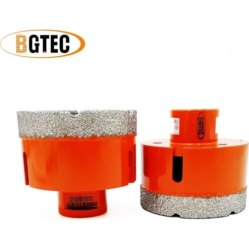 BGTEC 2pc 68mm Vacuum brazed diamond Dry drilling bits 5/8-11 connection Hole saw porcelain tile, granite, marble Drill core bit