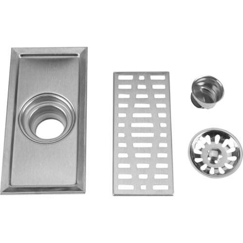 Hot Sale Large-Traffic Stainless Steel Bathroom Shower Square Floor Waste Grate Sanitary 20Cm X10Cm Floor Drain