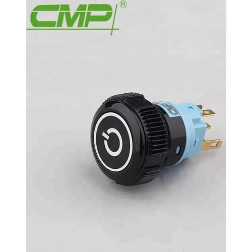 CMP metal or plastic illuminated black power switch on off push button