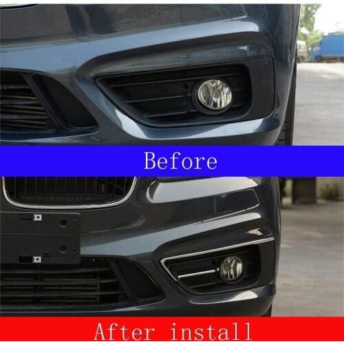 For BMW 2 Series F45 F46 Gran Active Tourer 2015-2017 Polish Silver ABS Plastic Front Fog Lamp Light Cover Trim