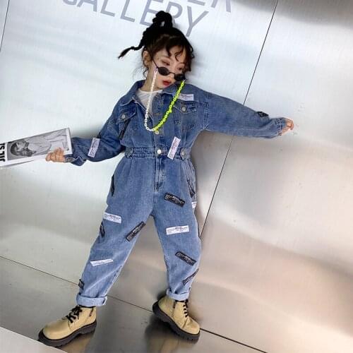 Baby Boys and Girls Denim Jumpsuit 2021 Fall Big Children Hip-hop Hip-hop Trousers Casual Jumpsuit Fashionable Pants Boy Pants