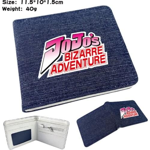 Anime JoJos Bizarre Adventure Denim Wallet Bifold Teenger Short Photo Card Holder High Quality Student Casual Boys Girls Purse