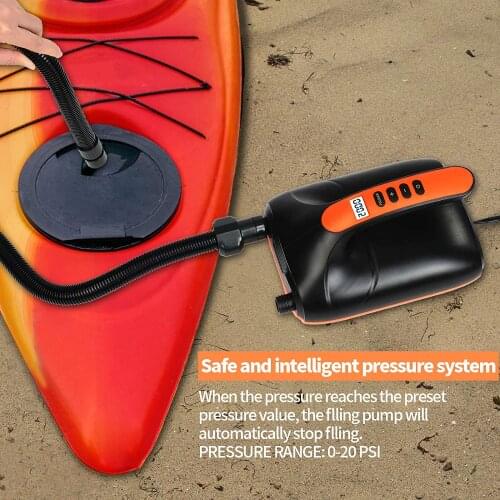 Electric Pump for SUP ISUP Paddle Board Double Action Engine Inflate Deflate Functions 20PSI Pressure CE E13 12V Car Plug