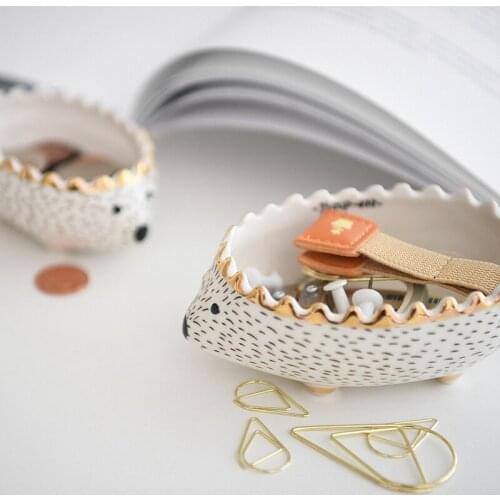 Hedgehog Ceramic Container Ornaments Home Office Collection Jewelry Storage Plants Potted Flower Pot Garden Table Decoration