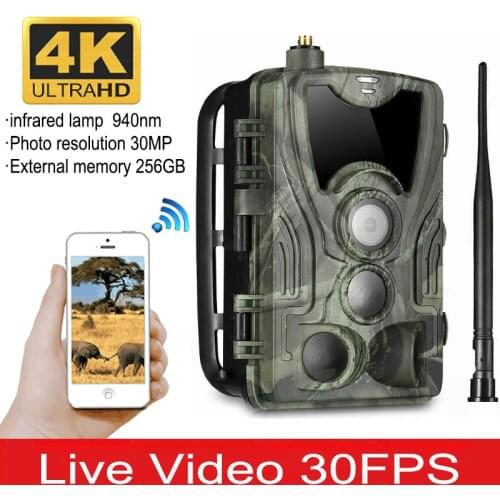 HC-801Pro 4K Live Video Hunting Camera 4G 30MP Wild Trail Camera Infrared Night Vision Cloud Service Surveillance Cam Photo Trap