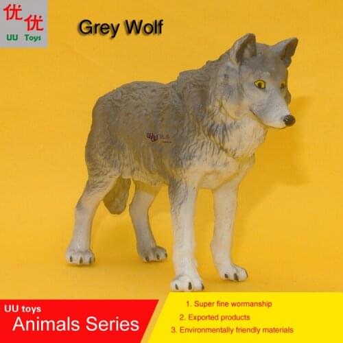Hot toys:Middle Grey Wolf Simulation model Animals kids toys children educational props