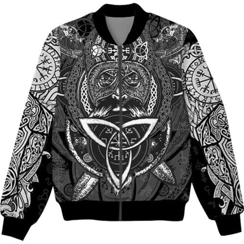 New Fashion Graphic Spring Autumn Winter Hip Hop Casual Brand 3D Print Viking Tattoo Thin Jacket Polyester V9
