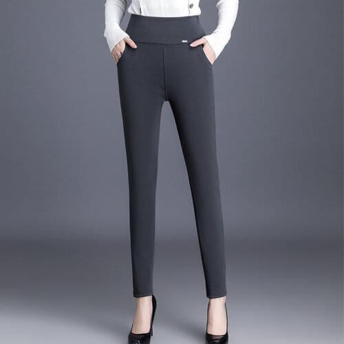 WKOUD 2019 Sexy Streetwear Women Solid Pencil Pants Full Length Leggings High Waist Stretch Trousers Female Casual Wear P8806