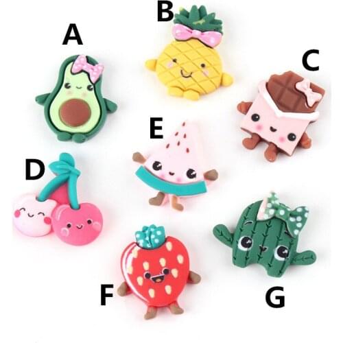 Cute Resin Cabochons 10pcs Kawaii Fruit Food Ice Cream Flatback Patch Sticker Girls Hair Jewelry Bow Center Photo Frame DIY