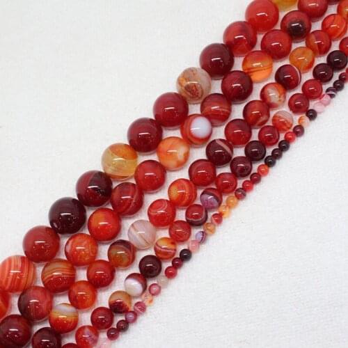Mini.order is $7! 4-14mm Red Stripe Banded Multicolor Agates sardonyx Onyx Round DIY Spacer Loose Beads 15"