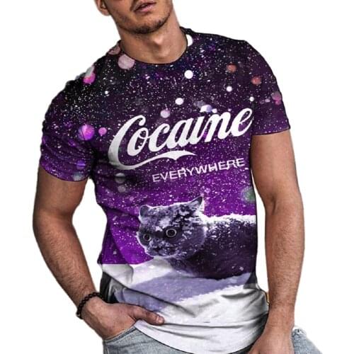 2021 mens and womens summer thin 3D printing animal cat series round neck short sleeves, fashion trend youth T-shirt clothing