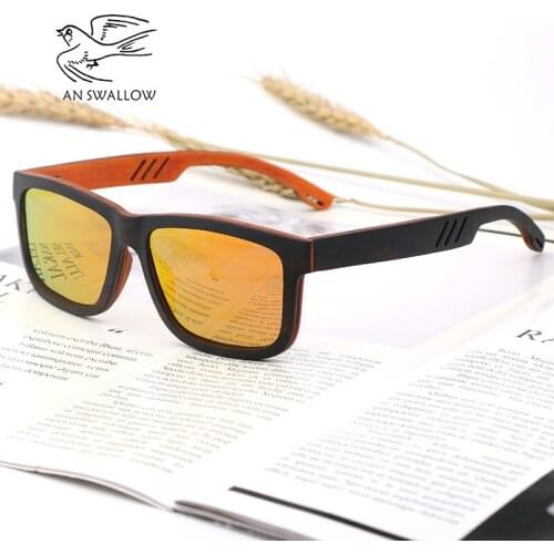 AN SWALLOW Beech Wood Men Sunglasses Polarized Wooden Sun Glasses for Women Blue Green Lens Handmade Fashion Brand Cool UV400